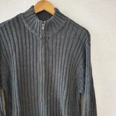 Mail Shop フロントジップ グレー ニットセーター Lサイズ