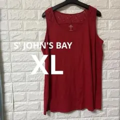 S' JOHN'S BAY レッド ノースリーブ チュニック　レース　【XL】