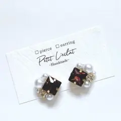 ワインレッドスクエアbijouピアス イヤリング