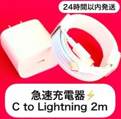 【即日発送・急速充電】2m-Lightning-C・20W充電器