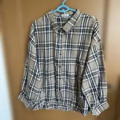 チェック柄 長袖シャツ ベージュ系
