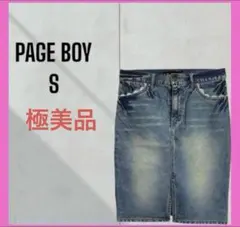 極美品　[PAGE BOY] 膝丈タイトスカート　レース　スリット　デニム