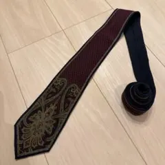 古着ネクタイ ネイビー レッド ペイズリー柄