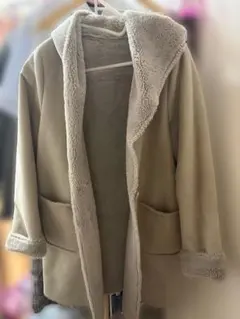 グレー コート ロングコート 冬 フード付き ムートンコート SPINNS