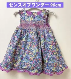 SENSE OF WONDER 90cm ワンピース 青 紺 センス 花柄 美品