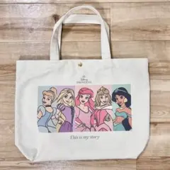 【クリアステッカー付き】ディズニープリンセス トートバッグ マチ 内ポケットあり