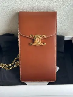 CELINE トリオンフモバイルポーチ/シャイニーカーフスキン
