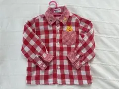 ミキハウス 90 シャツ チェック プッチー君 刺繍 赤 希少