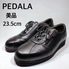 【大人気】ペダラ　サイドジップ　レザースニーカー　ウェッジソール　アーモンドトゥ