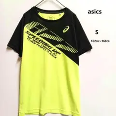 値下げ品　asics 陸上用シャツ S 黒/蛍光黄　訳あり　トレーニング