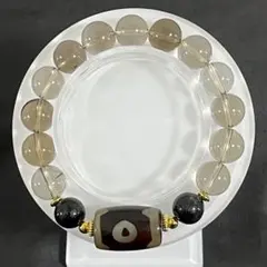 B-62 三眼天珠　スモーキークォーツ(ルチル)　ブラックルチルブレスレット