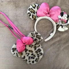 ミニーちゃん ヒョウ柄カチューシャ ポシェット