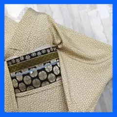 T3013★ 着物淡雪 ★ 正絹　袷 小紋 ★ 江戸小紋 扇尽くし