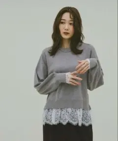 GLOBALWORK メルティレースドッキングプルオーバー モカッシュグレー Mのサムネイル