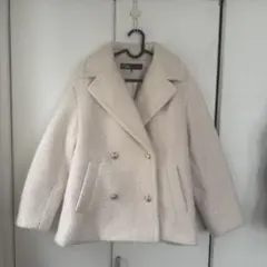 未使用級 ZARA ブークレダブルブレストミディ丈コート XS