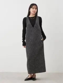 ミラオーウェン　クルーネックニット×Aラインキャミレイヤードワンピース　0サイズ