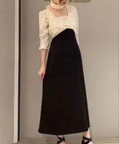 Lily Brown ドット柄長袖ワンピース