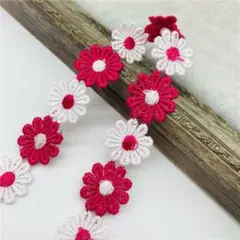 全長90cm 幅2.5cm フラワーモチーフ レース 濃ピンク/ホワイトRM04