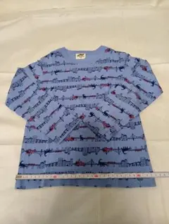 青い恐竜プリント長袖カットソー