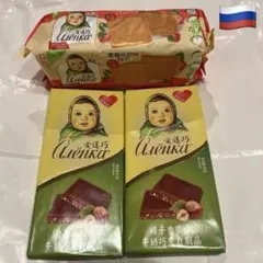 ロシア軍レーションアリョンカミルクチョコレート 2枚とイチコビスケット