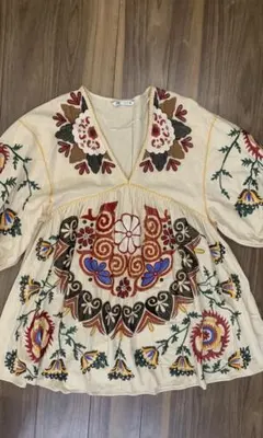 sara mallika サラマリカフラワー刺繍ブラウスタッセルインド綿 - メルカリ