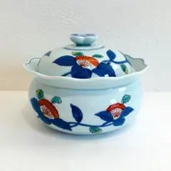 未使用保管品✨京焼 清水焼 雲泉 青彩牡丹唐子紋 蓋付向付 単品✨蓋物