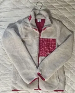 adidas フリースジャケット クリーム色/ピンク