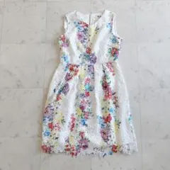 【美品】ローズティアラジュエル　40 フラワーケミカルレースワンピース