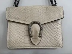 【2way】パイソン柄 型押し ショルダーバッグ チェーンストラップ レザー 革