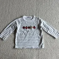 familiar 長袖Tシャツ グレー ストライプ