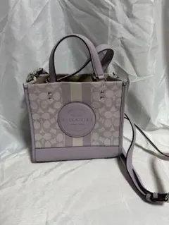 COACH 2WAYトートバッグショルダー　シグネチャー　ミニトート　パープル