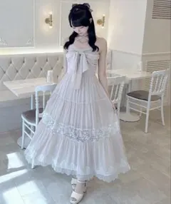 NOMAE レースラインリボンキャミワンピース ピンク