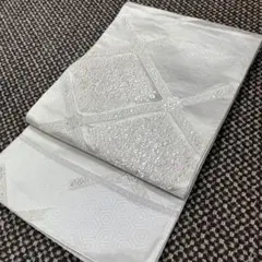 【モダン・エレガント】正絹 袋帯 幻想的なオーロラ箔 牡丹・バラ 六通