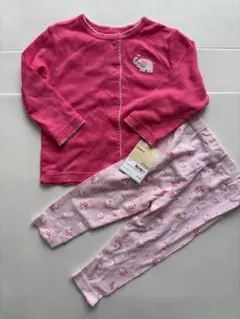 新品Carter’s カーターズピンク象刺繍ベビーパジャマ上下セット12ヶ月