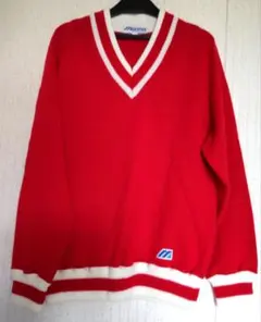 Mizuno 赤 Vネック セーター M