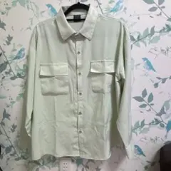 ワイシャツ シャツ 長袖 薄手 xxxl 大きめ ホワイト 薄緑