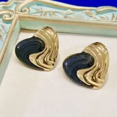 ヴィンテージ デザイン　アクセサリー　ハートブラック　ピアス　イヤリング