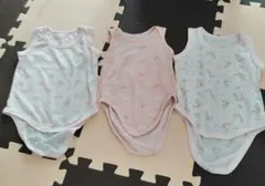 【女の子用】ベビー肌着 ノースリーブロンパース 3点セット