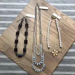 新品・未使用！ビーズネックレス3本セット