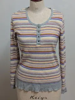 レナウン、シンプルライフ、ストライプ 長袖カットソー（難あり）