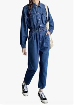 ダークブルー デニム オールインワン