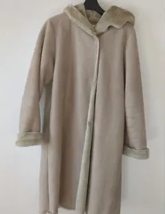 ムートンコート フード付き ベージュ