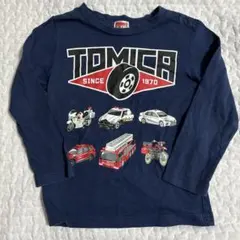 トミカ　しまむら　長袖　ロンT トップス　ネイビー　パトカー　消防車　白バイ