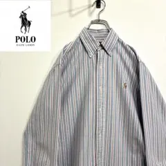 超人気❗️ラルフローレン　ワンポイントロゴシャツ　M 90s刺繍古着希少レア長袖