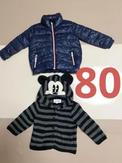 ミッキー耳付きネイビーアウター 80cm