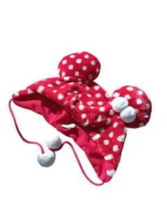 ミニーミニーマウス 水玉 ポンポン付き ファンキャップ