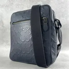 ✨美品✨コーチ　ショルダーバッグ　シグネチャー　エンボス　レザー　ネイビー