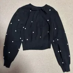 GRL 前後2Wayドット柄ジャガードリボンニットトップス