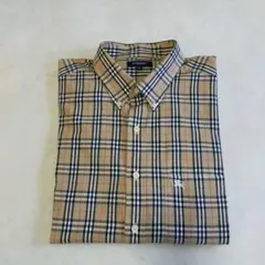 美品　BURBERRY　XL　ノバチェックBDシャツ　ホース刺繍