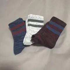 キッズ靴下3足セット ネイビー グレー バーガンディ